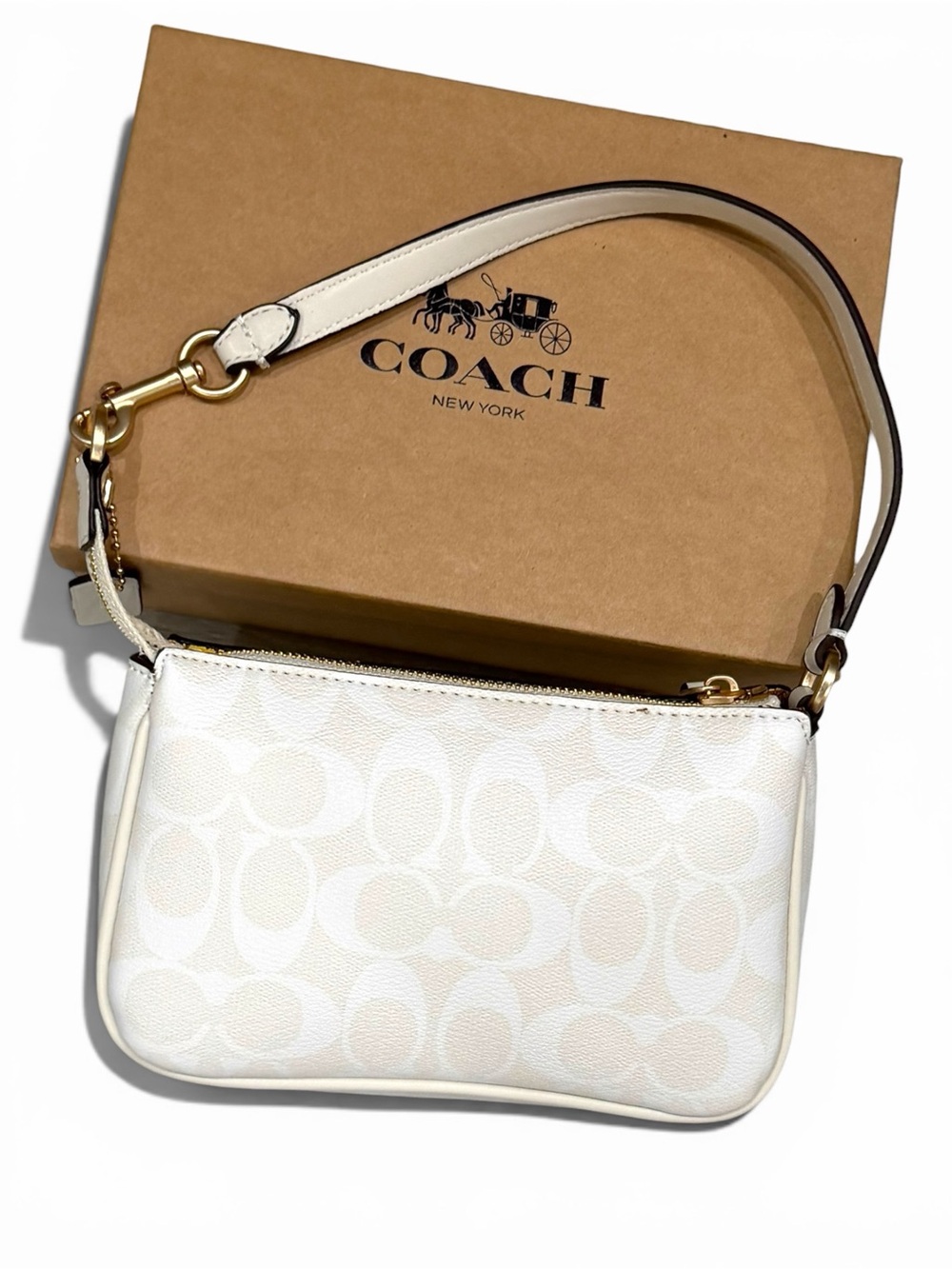 Coach Cream Nolita Jacquard Shoulder Bag with Gold Hardware - Picture 4 of 5